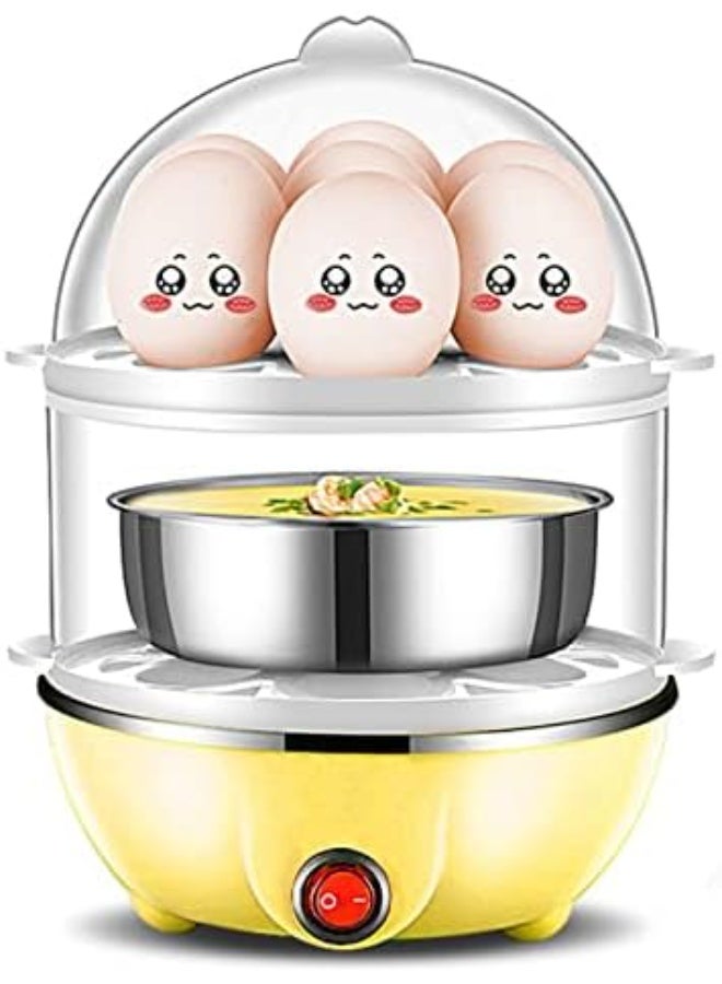 Bukela Electric Egg Cooker with Auto Shut Off Anti Dry Burning 2 Layer Large Capacity Steamer Measuring Cup 14 Hard Boiled Poached Eggs Stainless Steel Breakfast Machine Portable - Image 1